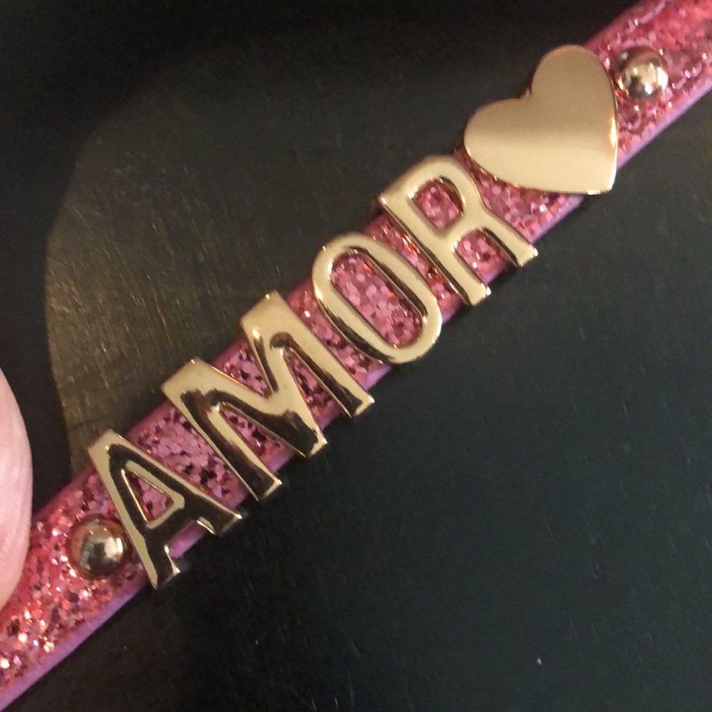 BCBGeneration pink leather snap bracelet